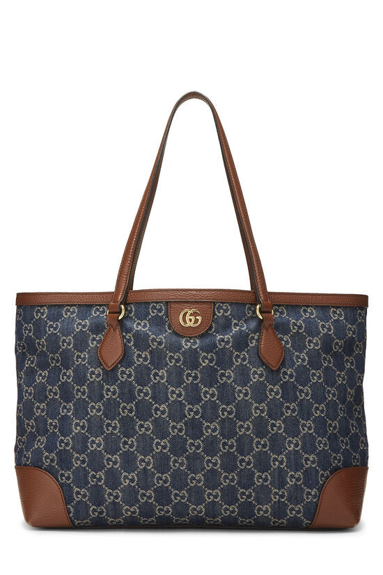 BLUE GG DENIM OPHIDIA TOTE MEDIUM